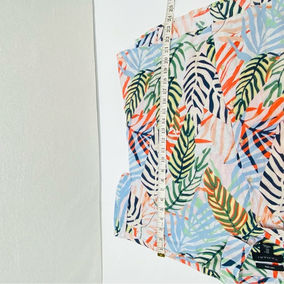 Tahari Women's Large Linen Short Sleeve Button Up Tropical Beachy Coastal Casual - Picture 8 of 9